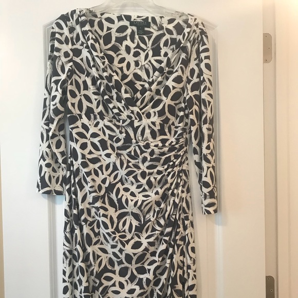 lauren ralph lauren floral surplice jersey dress